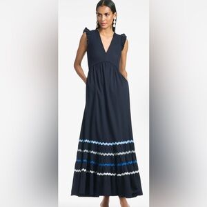 Sachin + Babi Navy Maxi Dress with Blue and White Accents